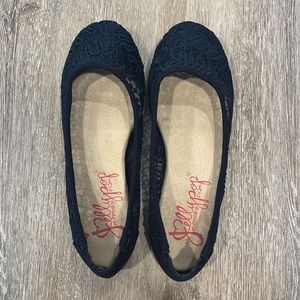 navy Lace dress flats